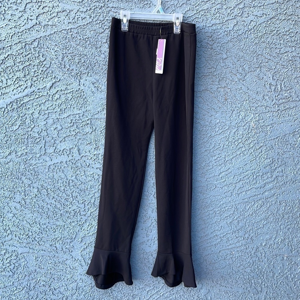 Aqua Ruffle Hem Dress Pants Girls’ Black Size Large